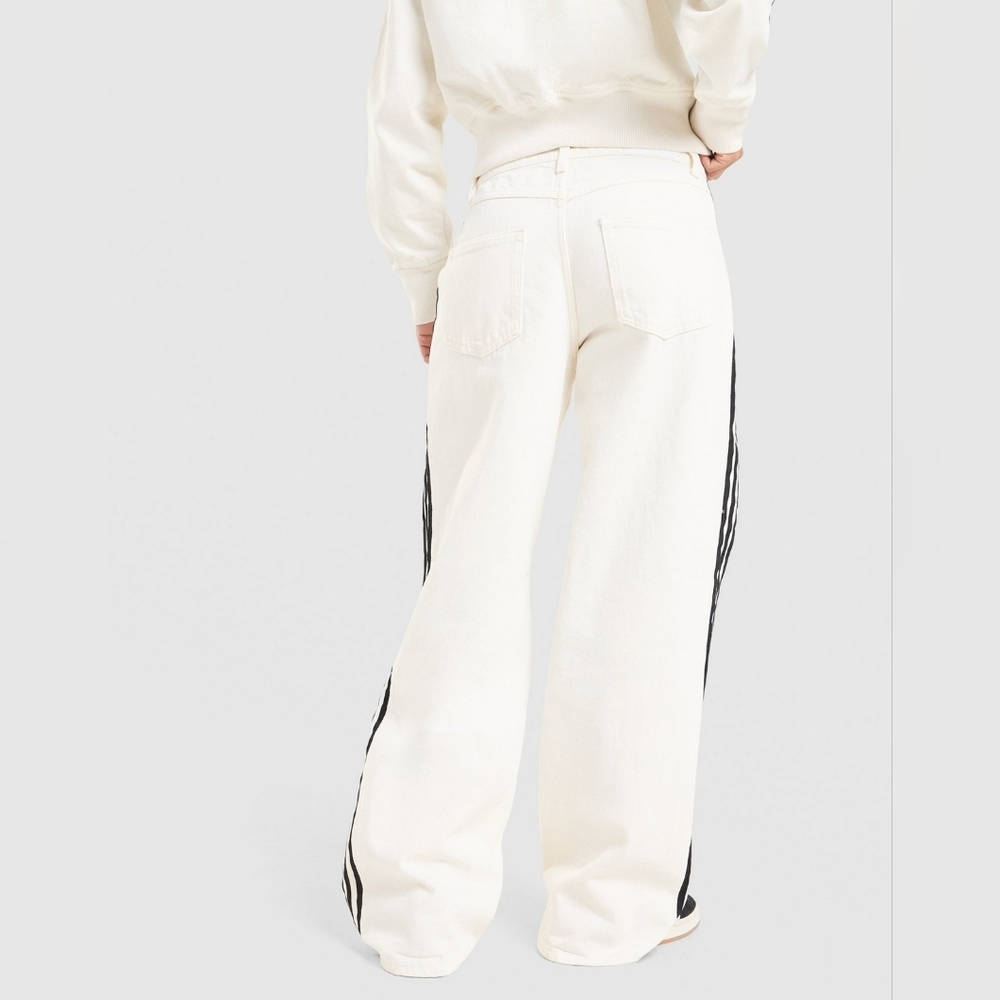 Adidas Women's Firebird Track Pants Denim White Jeans Cloud White Bnwt - Picture 5 of 10